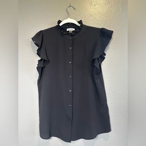 Calvin Klein gray shell with ruffled sleeve size small